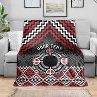 Personalised Aotearoa Niho Taniwha Motif Blanket Red Style