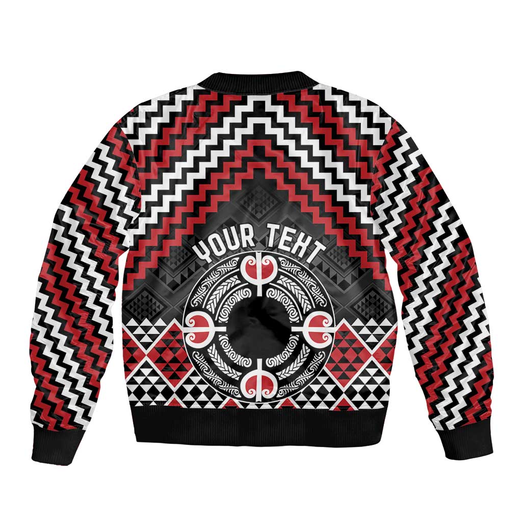 Personalised Aotearoa Niho Taniwha Motif Bomber Jacket Red Style
