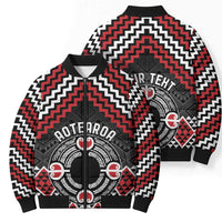 Personalised Aotearoa Niho Taniwha Motif Bomber Puffer Jacket Red Style - Polynesian Pride
