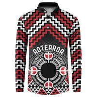Personalised Aotearoa Niho Taniwha Motif Button Sweatshirt Red Style LT9 Red - Polynesian Pride