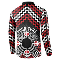 Personalised Aotearoa Niho Taniwha Motif Button Sweatshirt Red Style LT9 - Polynesian Pride