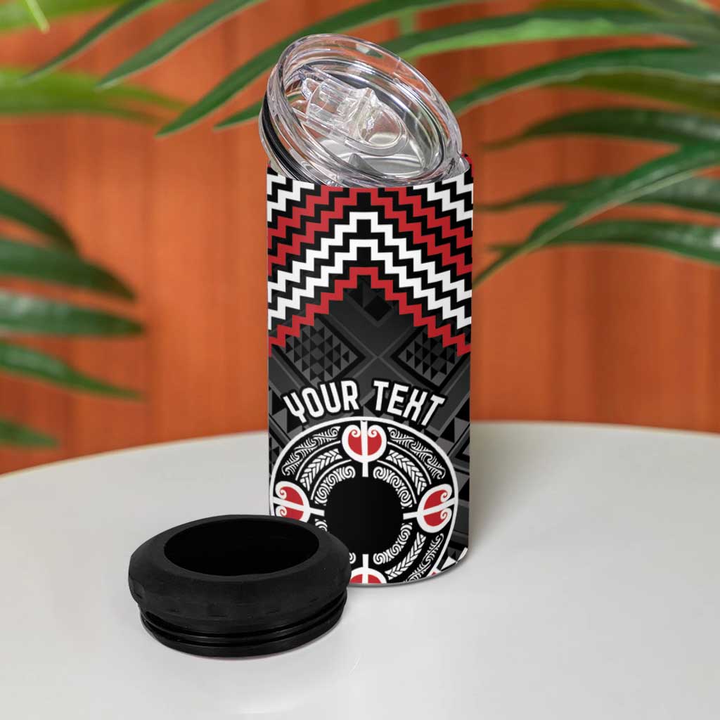 Personalised Aotearoa Niho Taniwha Motif 4 in 1 Can Cooler Tumbler Red Style