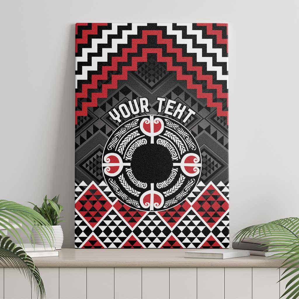 Personalised Aotearoa Niho Taniwha Motif Canvas Wall Art Red Style
