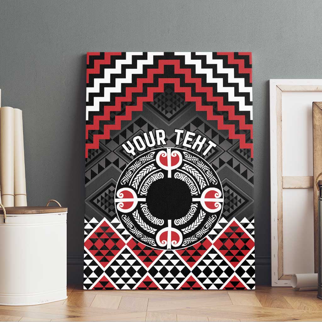 Personalised Aotearoa Niho Taniwha Motif Canvas Wall Art Red Style