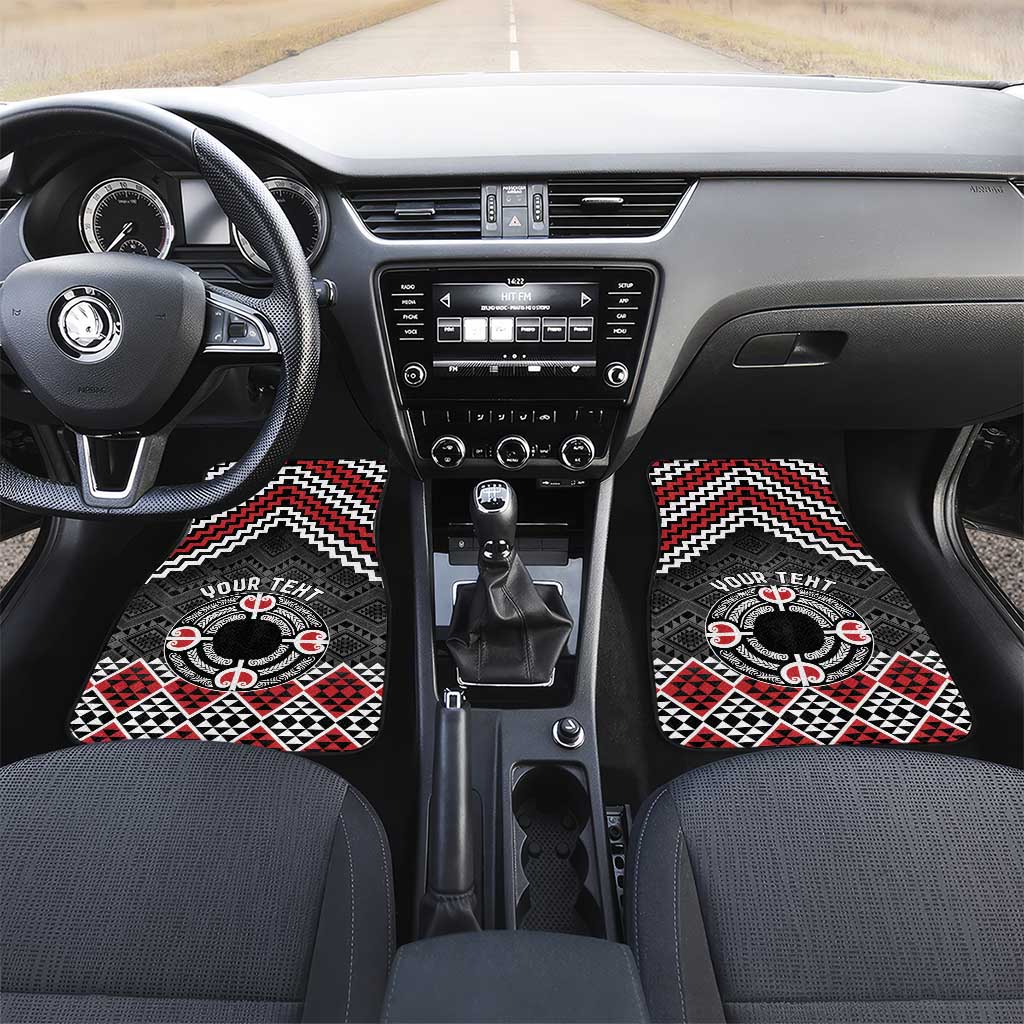 Personalised Aotearoa Niho Taniwha Motif Car Mats Red Style