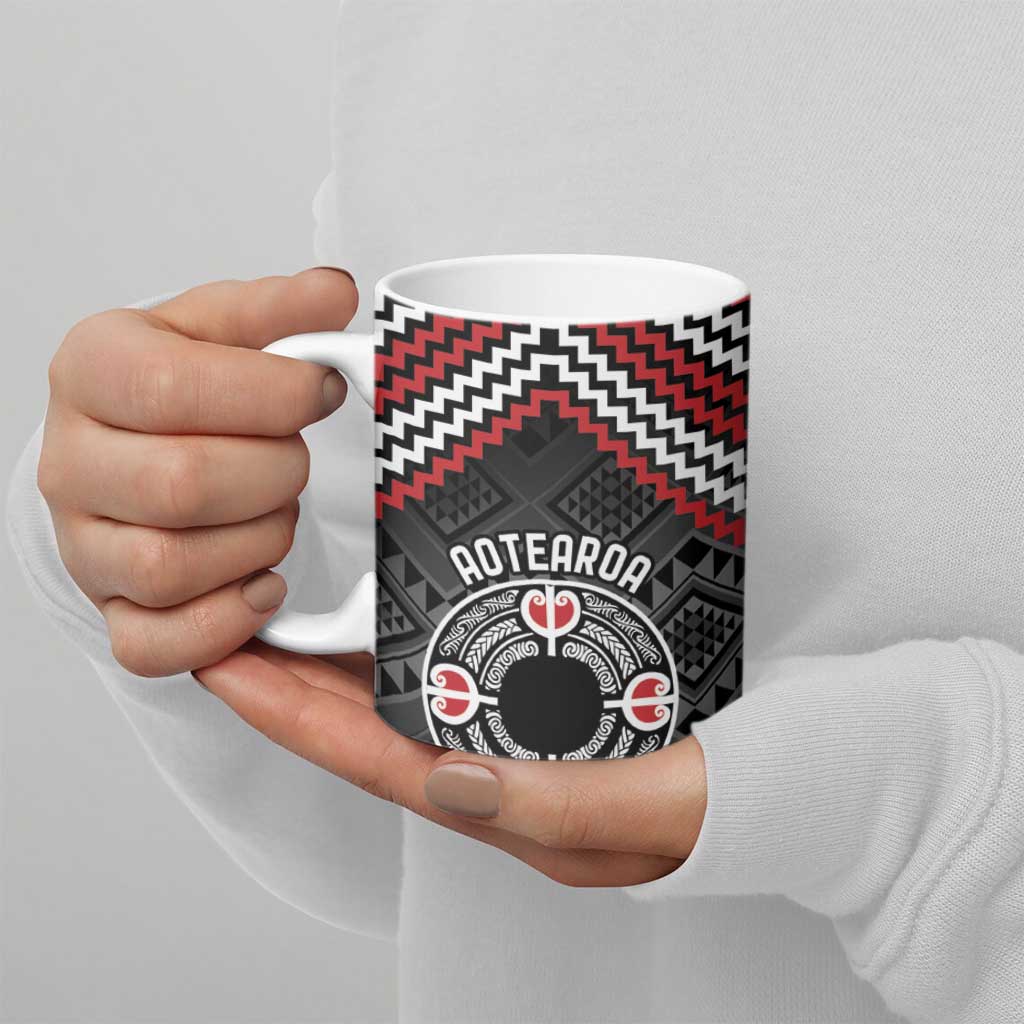 Personalised Aotearoa Niho Taniwha Motif Ceramic Mug Red Style - Polynesian Pride