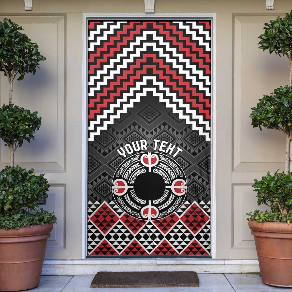 Personalised Aotearoa Niho Taniwha Motif Door Cover Red Style LT9 Red - Polynesian Pride