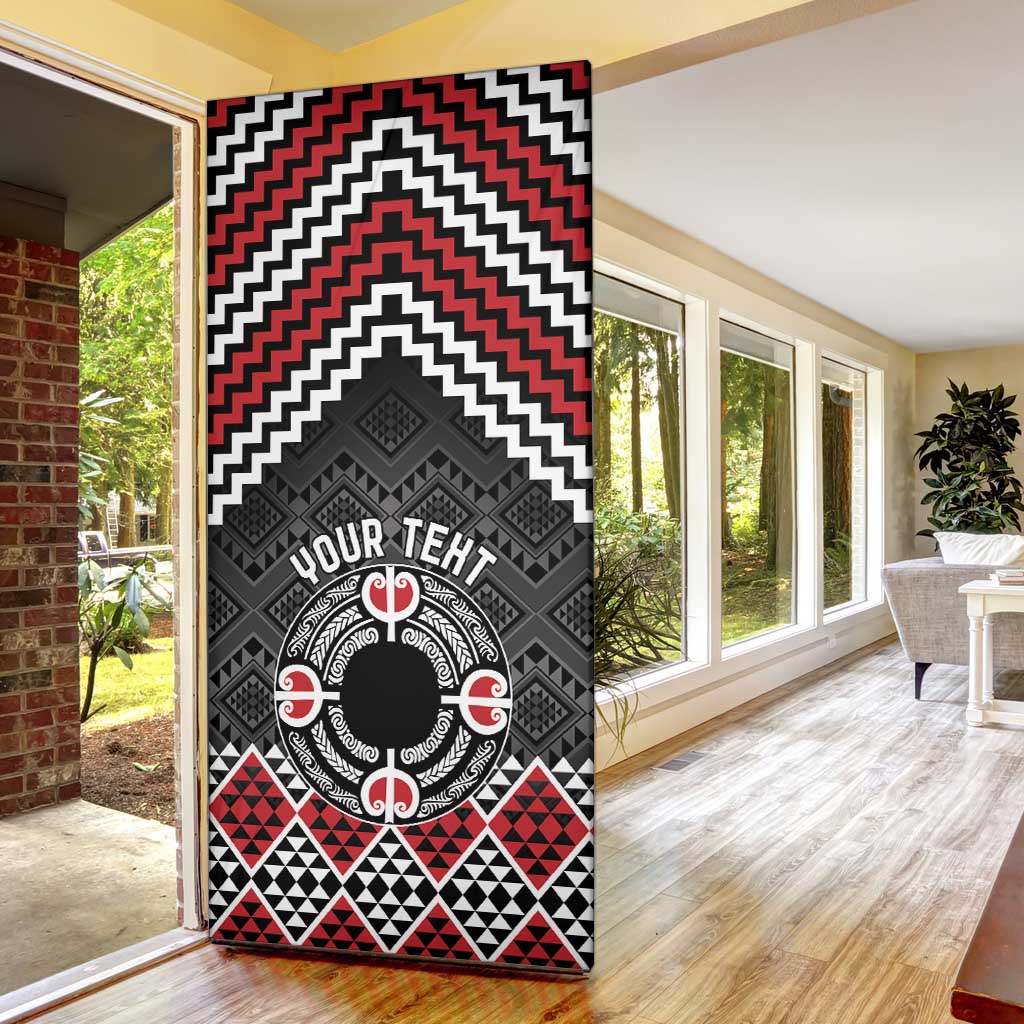 Personalised Aotearoa Niho Taniwha Motif Door Cover Red Style - Polynesian Pride