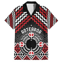 Personalised Aotearoa Niho Taniwha Motif Family Matching Long Sleeve Bodycon Dress and Hawaiian Shirt Red Style