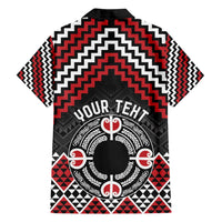 Personalised Aotearoa Niho Taniwha Motif Family Matching Long Sleeve Bodycon Dress and Hawaiian Shirt Red Style