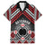 Personalised Aotearoa Niho Taniwha Motif Family Matching Off The Shoulder Long Sleeve Dress and Hawaiian Shirt Red Style