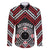 Personalised Aotearoa Niho Taniwha Motif Family Matching Off The Shoulder Long Sleeve Dress and Hawaiian Shirt Red Style