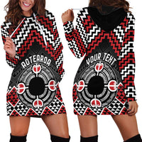 Personalised Aotearoa Niho Taniwha Motif Hoodie Dress Red Style