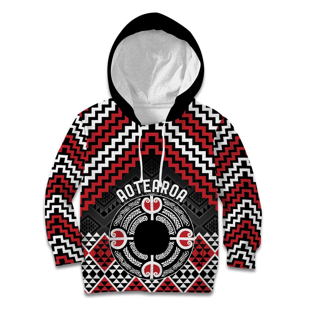 Personalised Aotearoa Niho Taniwha Motif Kid Hoodie Red Style