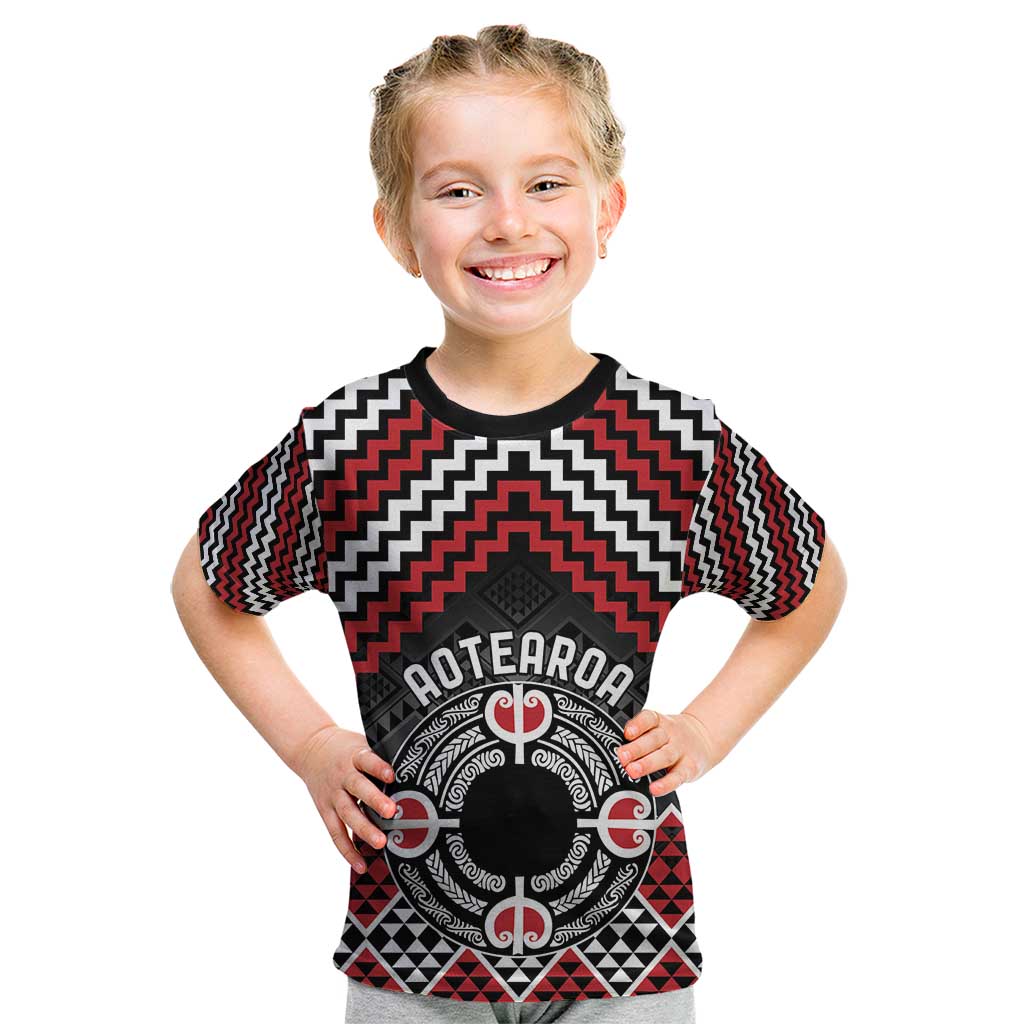 Personalised Aotearoa Niho Taniwha Motif Kid T Shirt Red Style