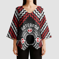 Personalised Aotearoa Niho Taniwha Motif Kimono Sleeve Blouse Red Style - Polynesian Pride