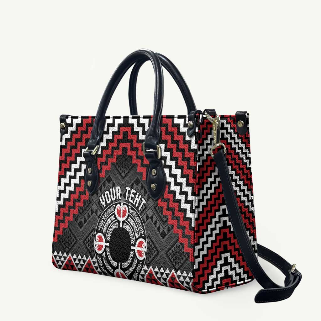 Personalised Aotearoa Niho Taniwha Motif Leather Bag Red Style LT9 Red - Polynesian Pride