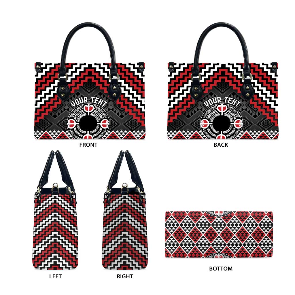 Personalised Aotearoa Niho Taniwha Motif Leather Bag Red Style - Polynesian Pride