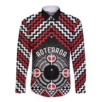 Personalised Aotearoa Niho Taniwha Motif Long Sleeve Button Shirt Red Style