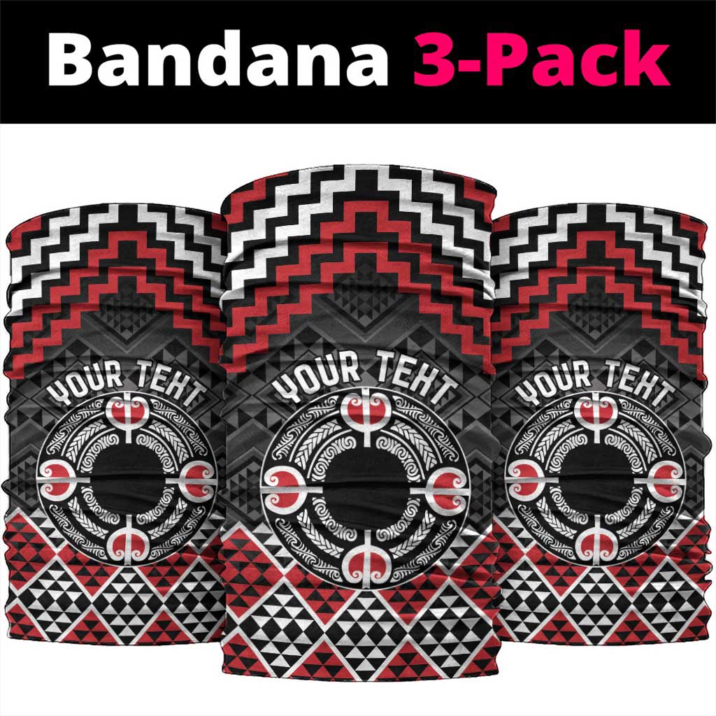 Personalised Aotearoa Niho Taniwha Motif Neck Gaiter Red Style - Polynesian Pride