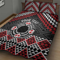 Personalised Aotearoa Niho Taniwha Motif Quilt Bed Set Red Style