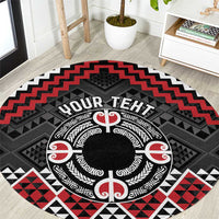 Personalised Aotearoa Niho Taniwha Motif Round Carpet Red Style LT9 Red - Polynesian Pride