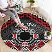 Personalised Aotearoa Niho Taniwha Motif Round Carpet Red Style LT9 - Polynesian Pride