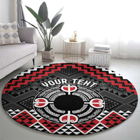 Personalised Aotearoa Niho Taniwha Motif Round Carpet Red Style LT9 - Polynesian Pride