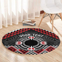 Personalised Aotearoa Niho Taniwha Motif Round Carpet Red Style LT9 - Polynesian Pride