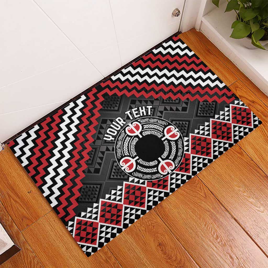 Personalised Aotearoa Niho Taniwha Motif Rubber Doormat Red Style