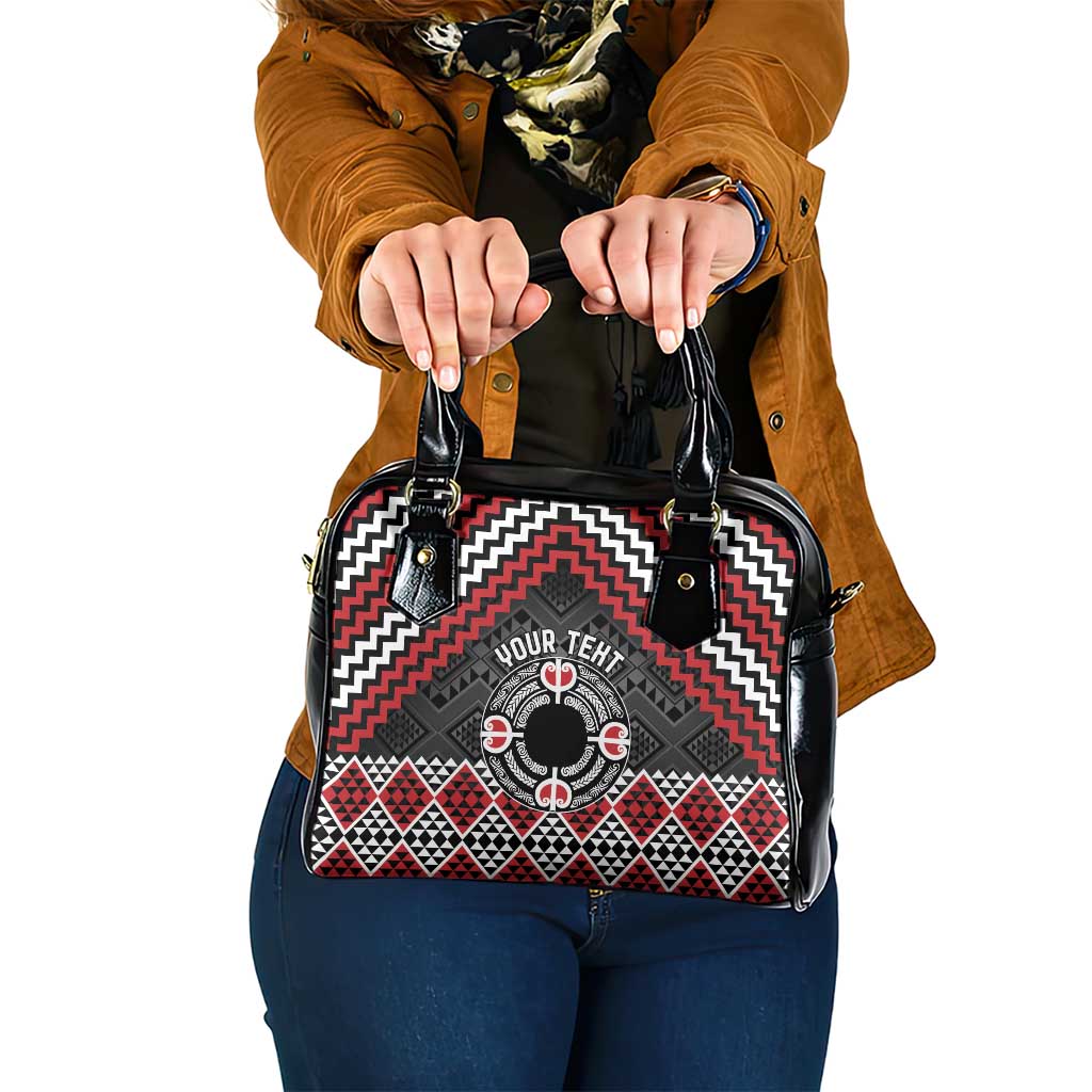 Personalised Aotearoa Niho Taniwha Motif Shoulder Handbag Red Style LT9 One Size Red - Polynesian Pride