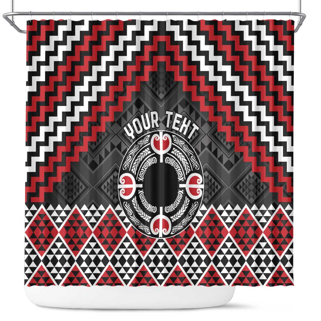Personalised Aotearoa Niho Taniwha Motif Shower Curtain Red Style LT9 Red - Polynesian Pride