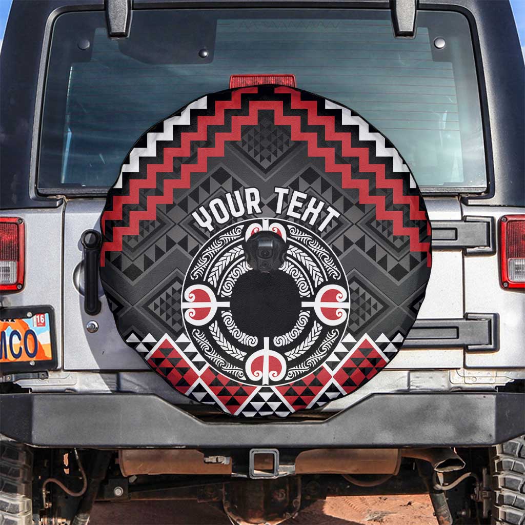 Personalised Aotearoa Niho Taniwha Motif Spare Tire Cover Red Style