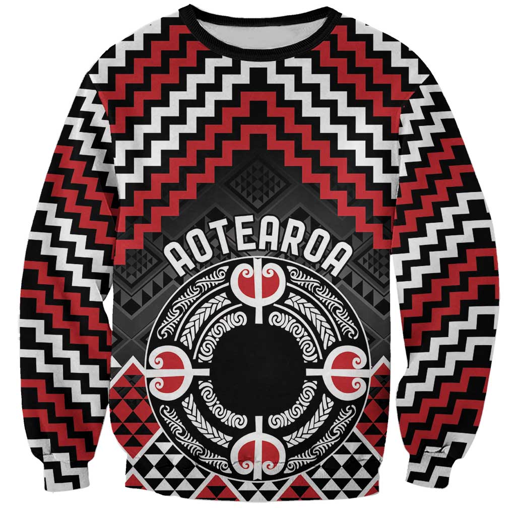 Personalised Aotearoa Niho Taniwha Motif Sweatshirt Red Style