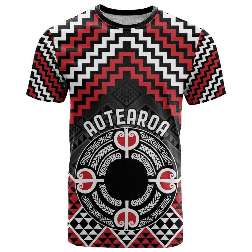 Personalised Aotearoa Niho Taniwha Motif T Shirt Red Style