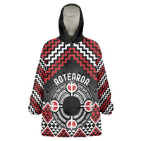 Personalised Aotearoa Niho Taniwha Motif Wearable Blanket Hoodie Red Style