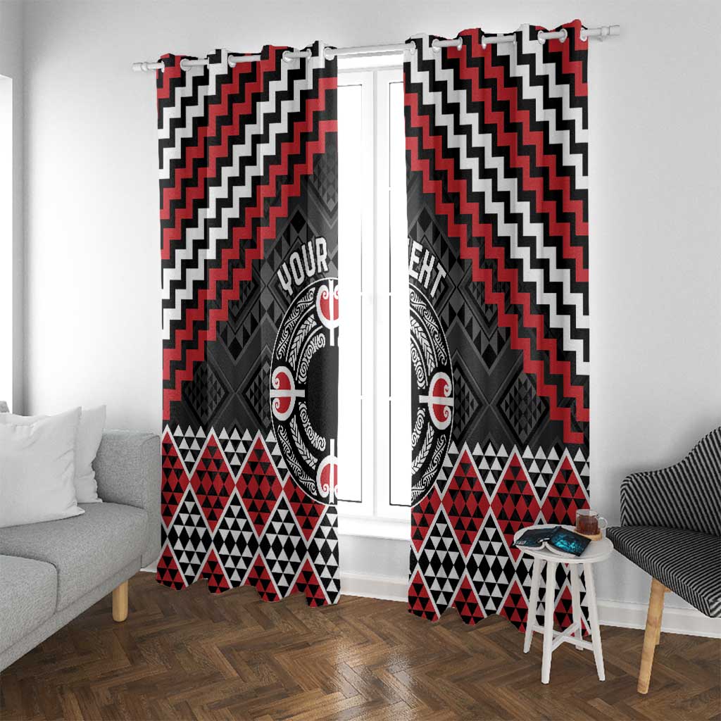 Personalised Aotearoa Niho Taniwha Motif Window Curtain Red Style