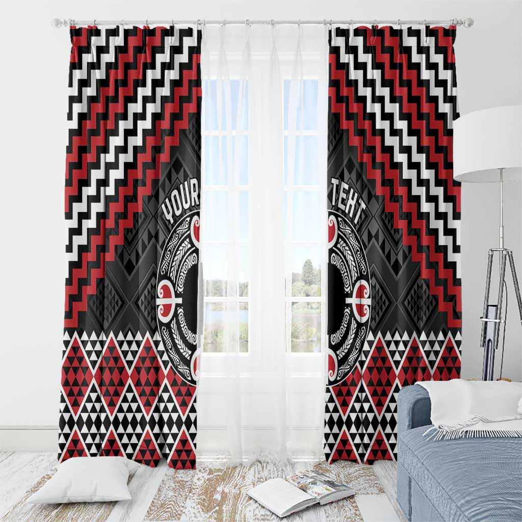 Personalised Aotearoa Niho Taniwha Motif Window Curtain Red Style