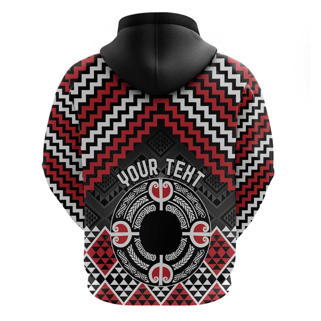 Personalised Aotearoa Niho Taniwha Motif Zip Hoodie Red Style LT9 - Polynesian Pride