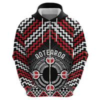 Personalised Aotearoa Niho Taniwha Motif Zip Hoodie Red Style LT9 - Polynesian Pride