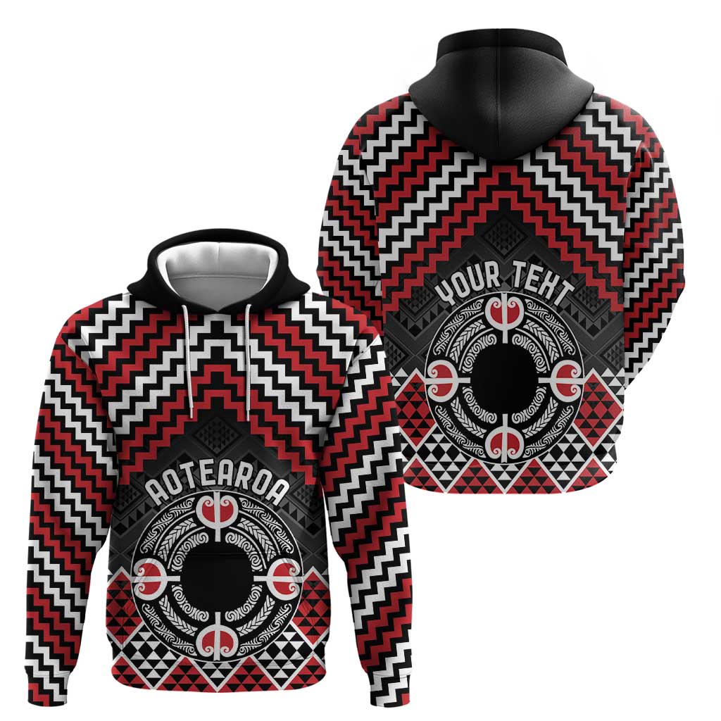 Personalised Aotearoa Niho Taniwha Motif Zip Hoodie Red Style LT9 - Polynesian Pride
