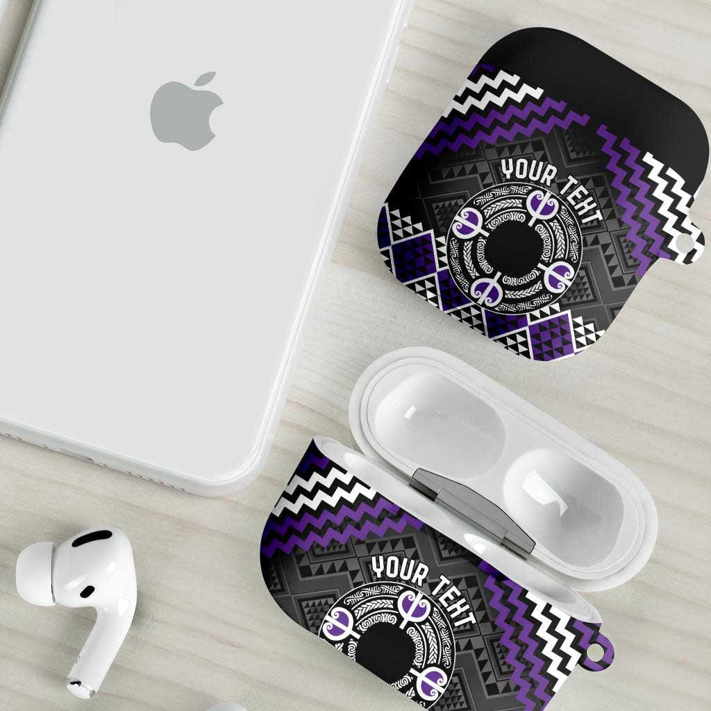 Personalised Aotearoa Niho Taniwha Motif AirPods Case Violet Style - Polynesian Pride