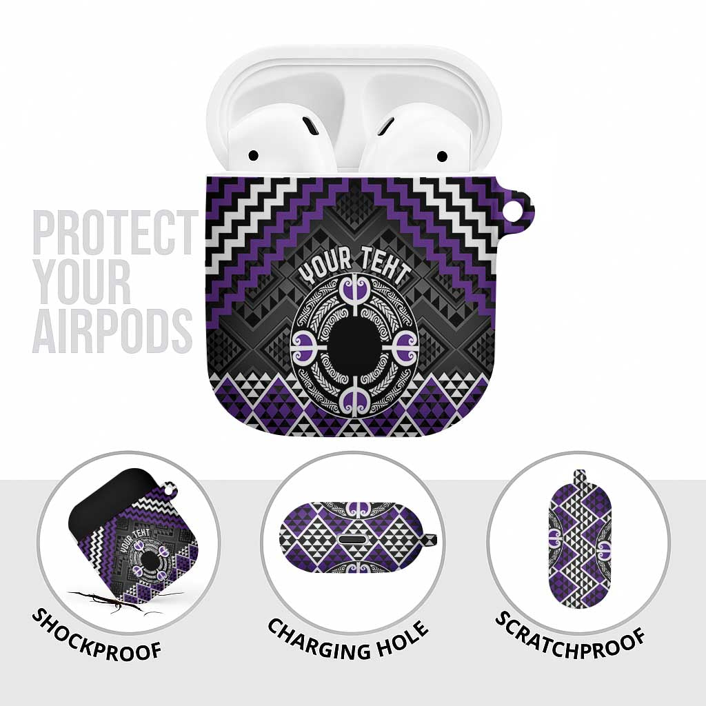 Personalised Aotearoa Niho Taniwha Motif AirPods Case Violet Style - Polynesian Pride