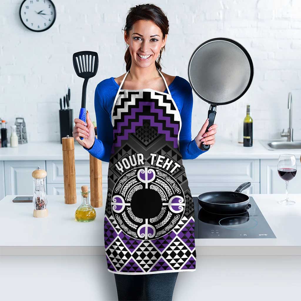 Personalised Aotearoa Niho Taniwha Motif Apron Violet Style - Polynesian Pride