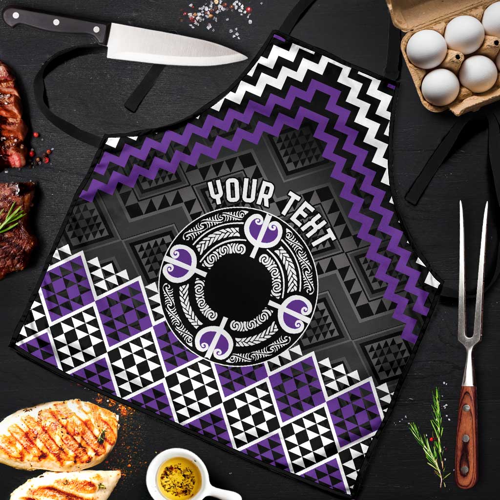 Personalised Aotearoa Niho Taniwha Motif Apron Violet Style - Polynesian Pride