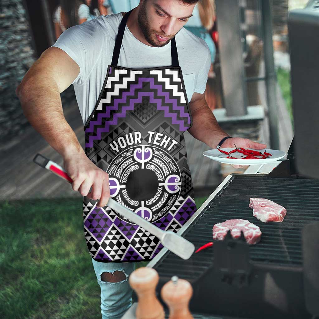 Personalised Aotearoa Niho Taniwha Motif Apron Violet Style - Polynesian Pride