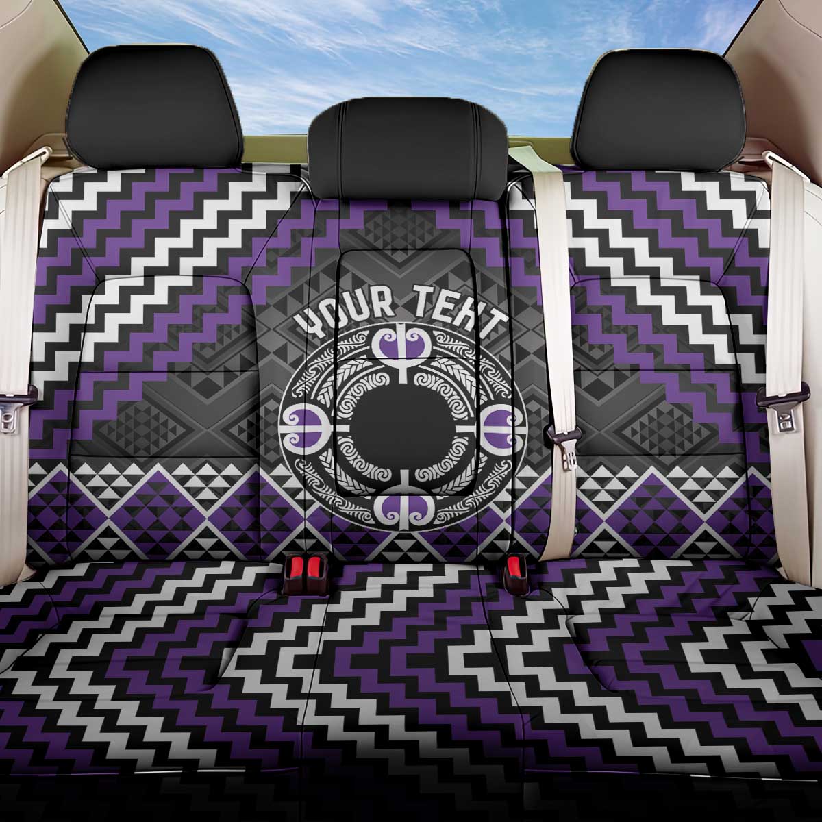 Personalised Aotearoa Niho Taniwha Motif Back Car Seat Cover Violet Style