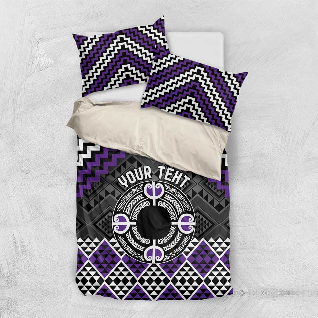 Personalised Aotearoa Niho Taniwha Motif Bedding Set Violet Style