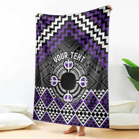 Personalised Aotearoa Niho Taniwha Motif Blanket Violet Style