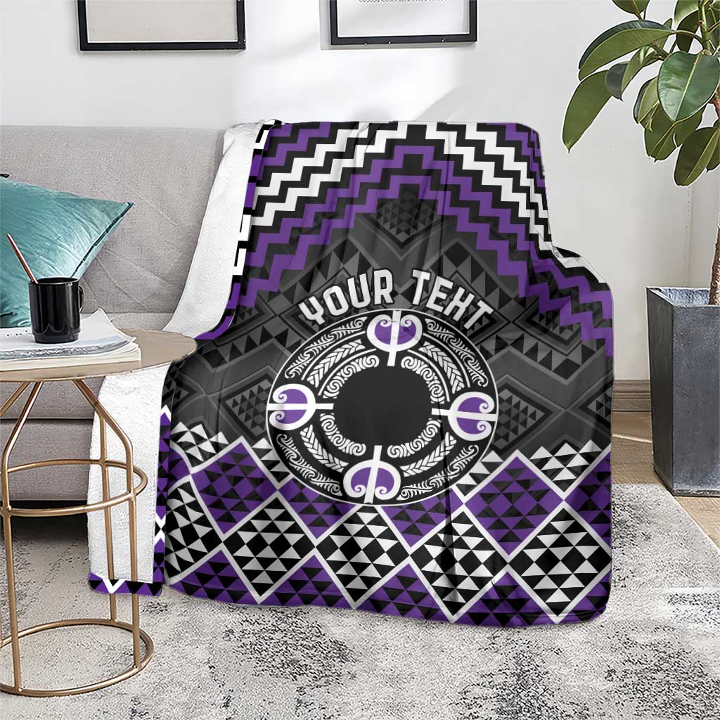 Personalised Aotearoa Niho Taniwha Motif Blanket Violet Style